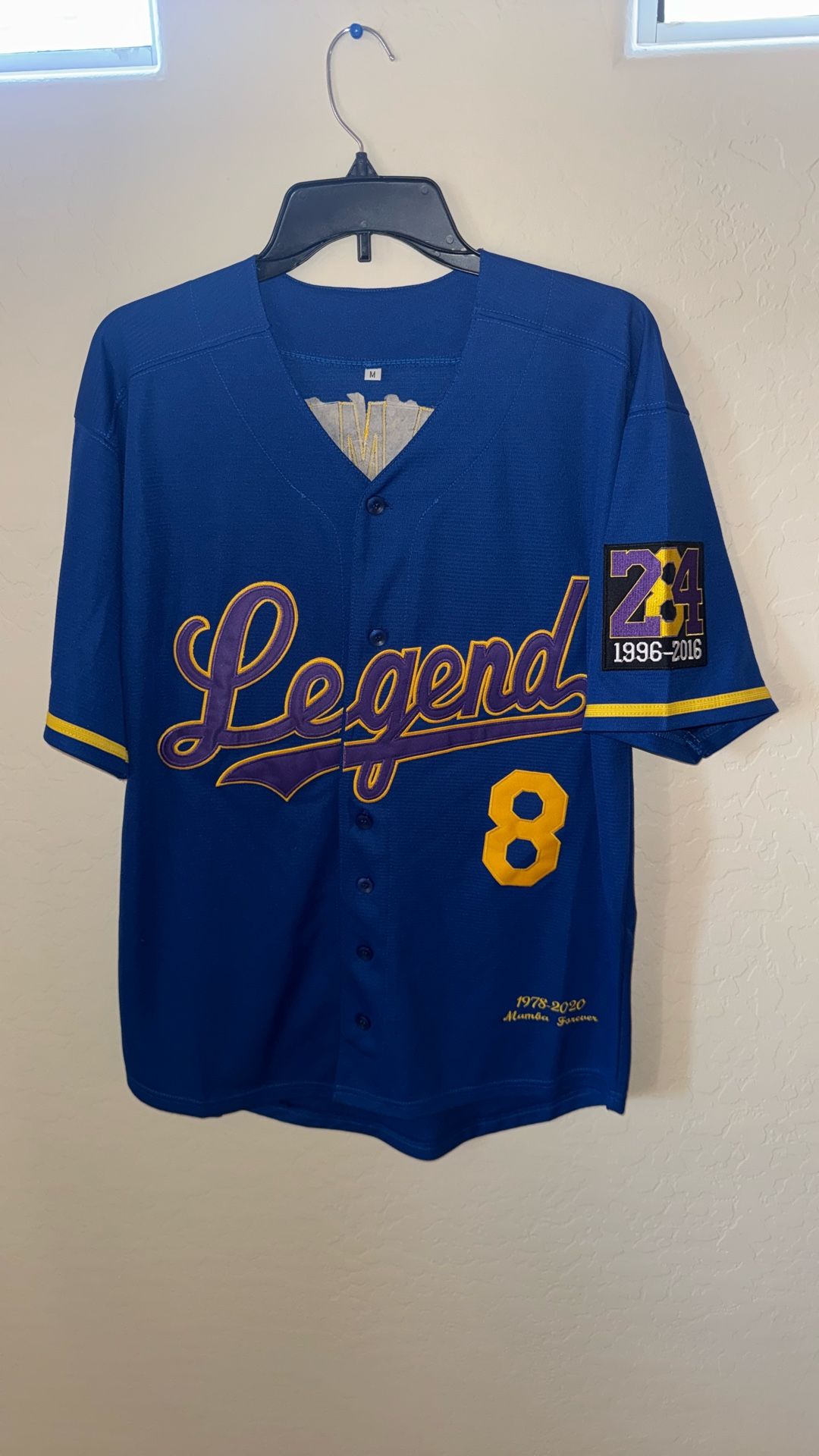 kobe mamba baseball jersey medium size