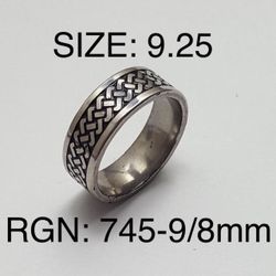 Stainless Steel Ring Band For Men & Women: Size-9.25/RGN-745-9