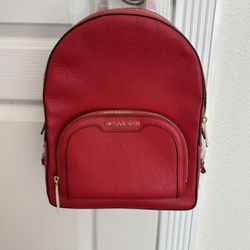 Michael Kors, red backpack purse