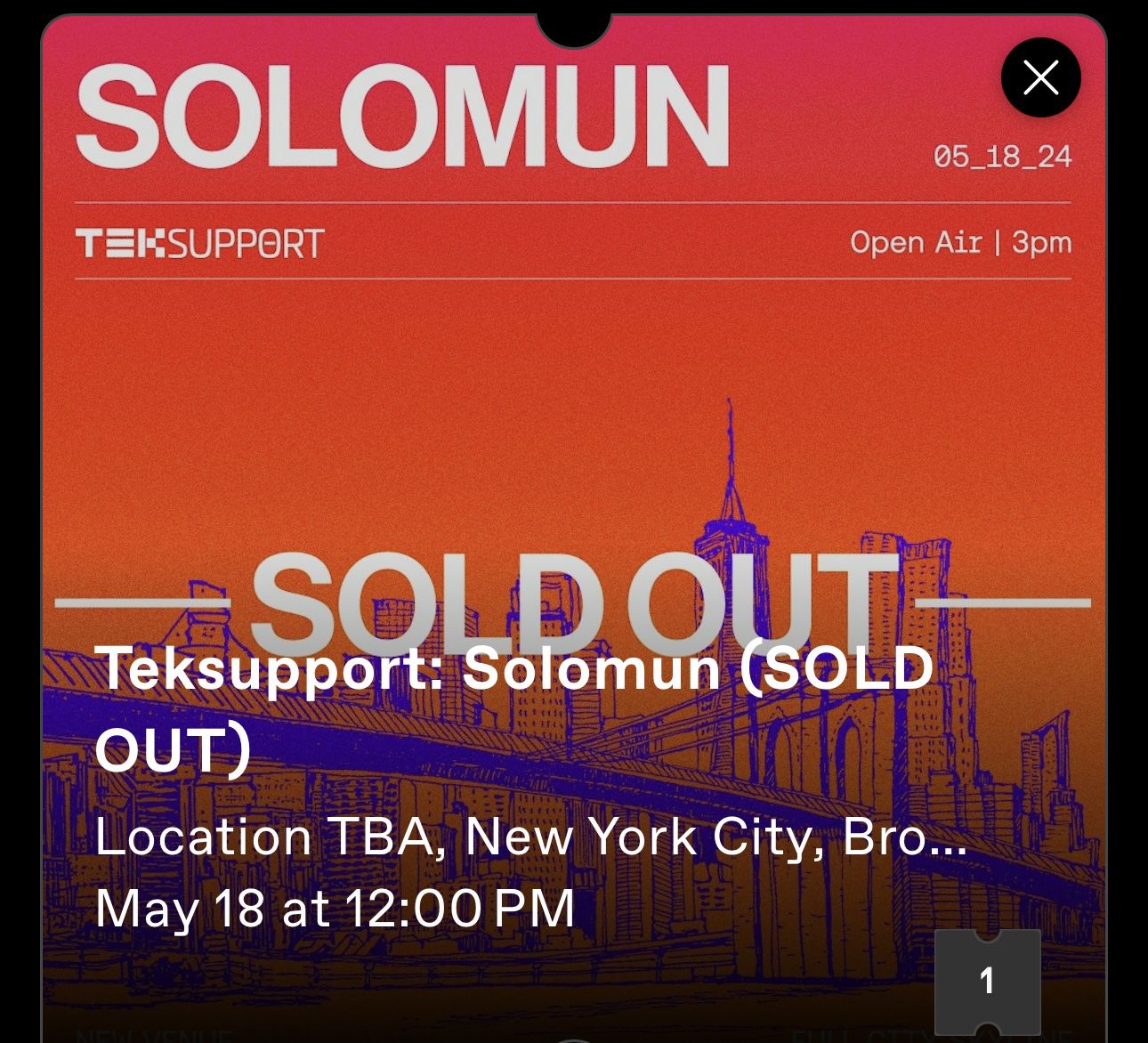 Selling 1 Ticket To Solomon