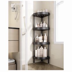 Corner Shower Caddy Stand-4 Tier Rustproof Anodized Aluminum Standing Shower Organizer-Shower Caddy Corner-Dual Stability to Anti-Shaking-Heigh