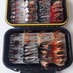 Fly Fishing Tackle Box With Flies Assortment Of 60pcs 
