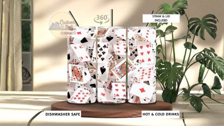 Playing Cards Casino 20 Oz Stainless Steel Tumbler (READ DESCRIPTION)