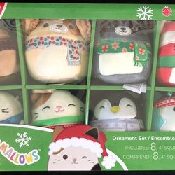SQUISHMALLOWS Winter 4 inch Plush Ornaments / SQUISHMALLOWS Ornaments Set Of 8