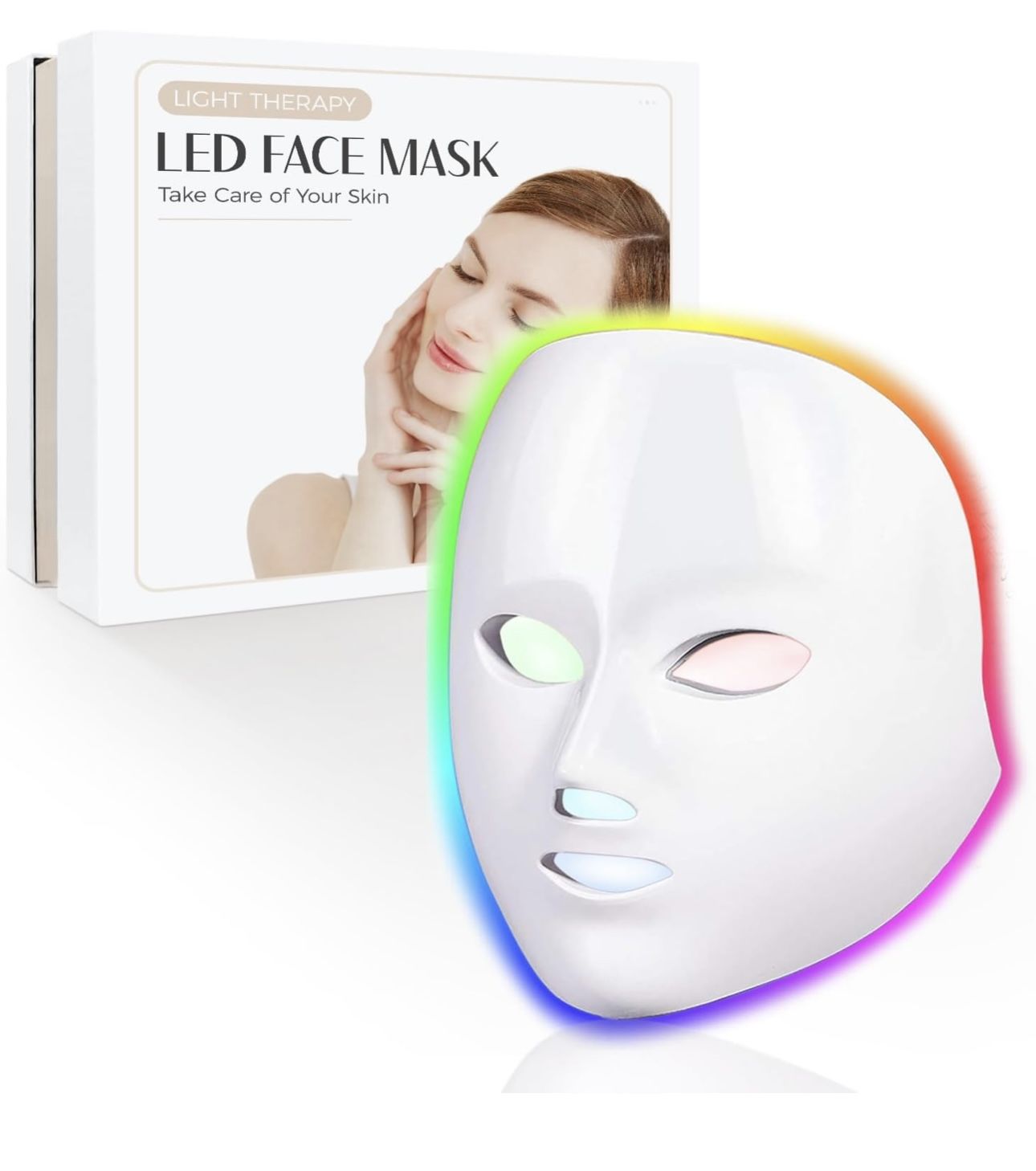 Red Light Therapy for Face, Led Face Mask Light Therapy, 7 Colors LED Facial Skin Care Mask