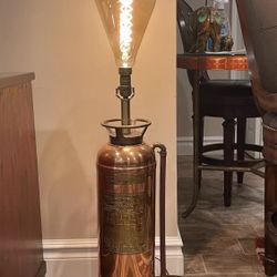 VTG Antique Fire Extinguisher Copper Brass  Lamp