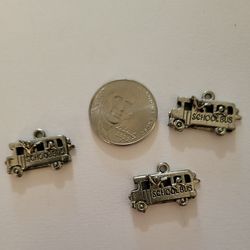 School Bus Charms Beading Lot Of 3 Jewelry Craft