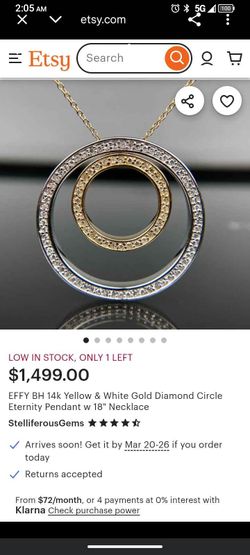 EFFY 14k Yellow & White Gold Diamond Circle Necklace