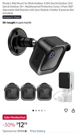 Blink Outdoor (3rd & 4th Gen) 3 Pack Weatherproof Protective Housing & 360 Degree Adjustable Wall Mounts & Sync Module 2 Mount (Camera Not Included)