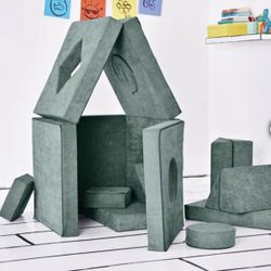 Yourigami Kids Toddler Convertible Folding Play Fort Couch Sofa cushions Bed