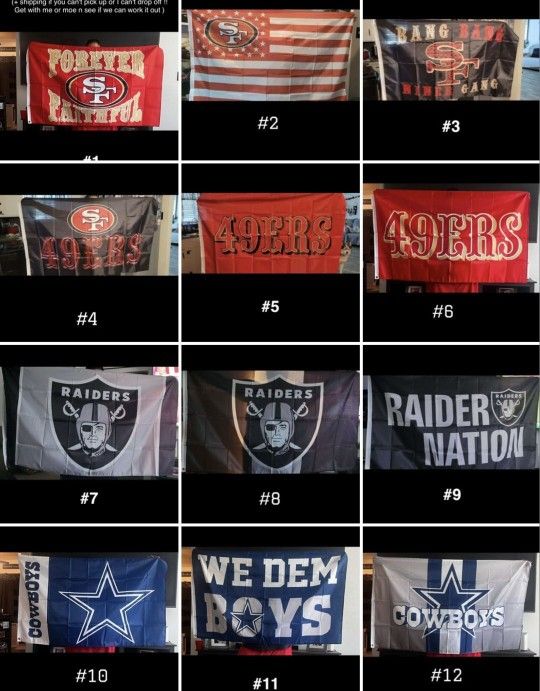 49ers and Raiders flags