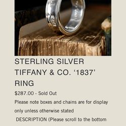 tiffany&comp. 1837 .925 sterling silver ring