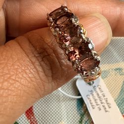 Sterling Silver 925 Natural Morganite Ring Size 7 