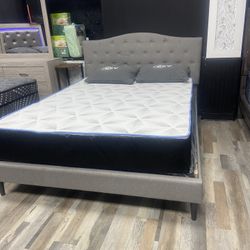 Queen Mattress Come With Bed 🛌 Frame And Free Box Spring - Free Delivery 🚚 Today To Reasonable Distance 