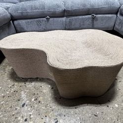 New Textured Handwoven Irregular Shape Cocktail Lounge Coffee Table