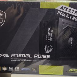 MSI MAG A750GL PCIE5, Fully Modular Compact Gaming 750W Power Supply, 80+ Gold, ATX 3.1 & PCIe 5.1