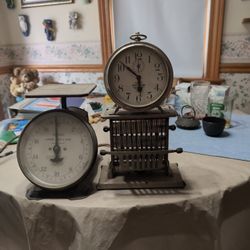 Antique Scale, Toaster, And Alarm Clock 
