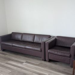 Leather Sofa & Armchair Set – Good Condition