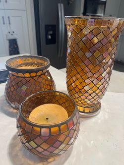 Set of three beautiful  cut glass vase