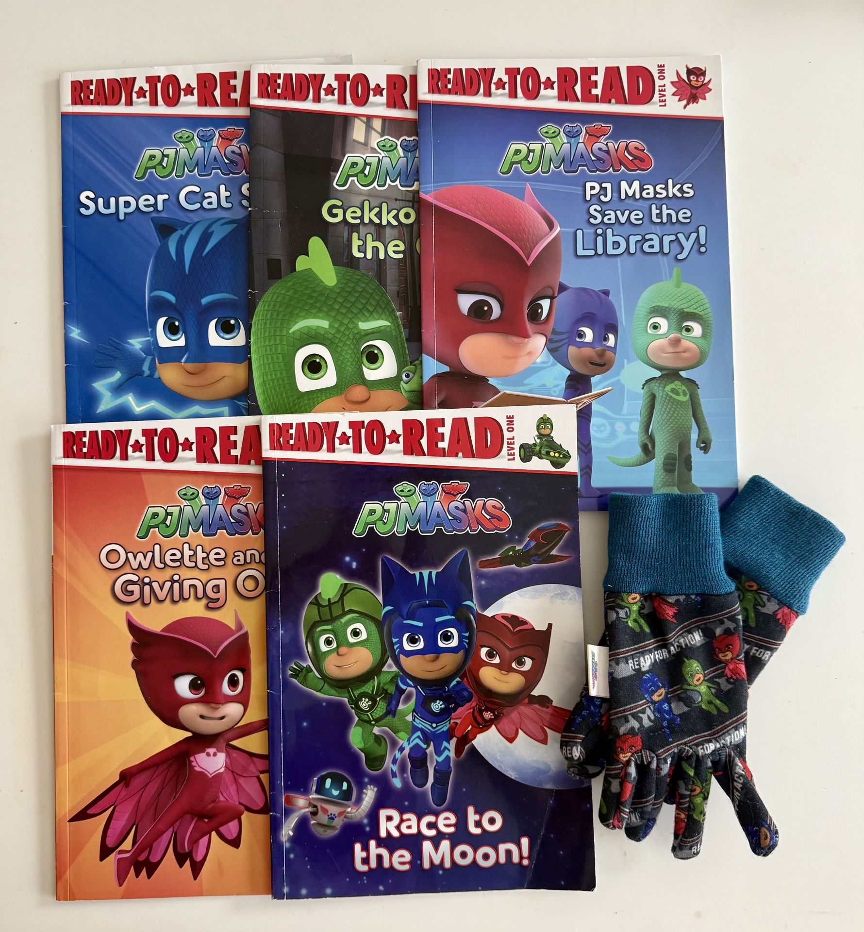 PJ Mask Early Readers Books and Gardening Gloves Toddler Preschool Kindergarten 