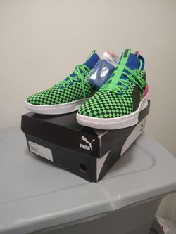 Puma Mid-Top Sneakers Green Checkered
