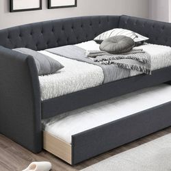 Gray Daybed With Trundle - Mattress Sold Separate (Free Delivery)