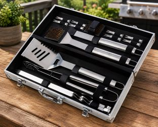 16-Piece BBQ Grill Set, Stainless Steel