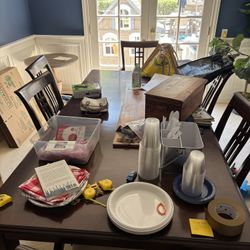 Wooden Dining Room Table And 6 Chairs Set
