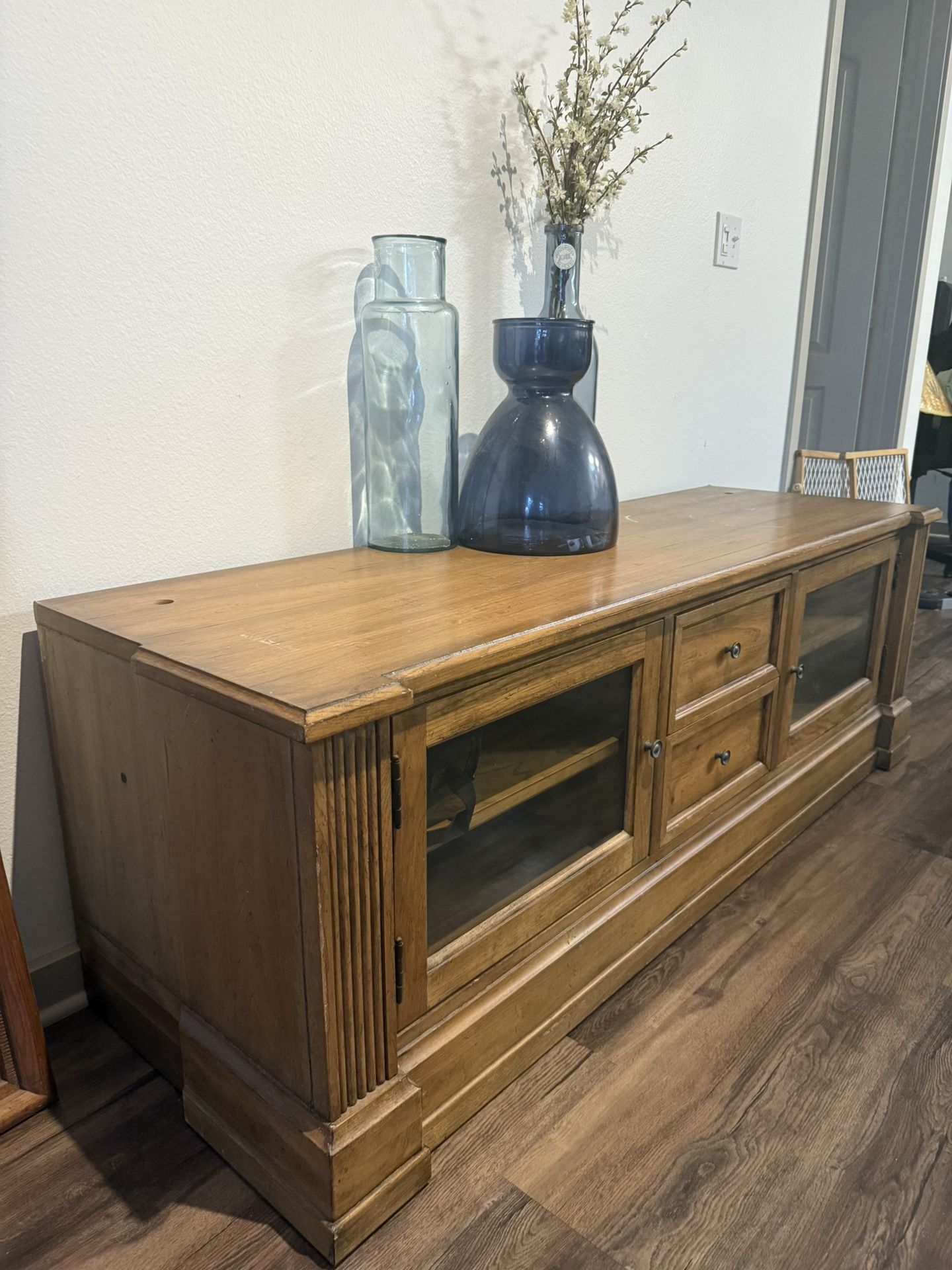 Solid Wood Media Console / TV Stand – Good Condition