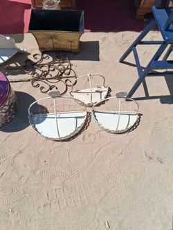 Set of 3 vintage iron shelves