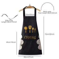 1 pcs Women Kitchen Print Apron With Hand Wipe Pockets,Big Pocket,Hand-Wiping,Waterproof Thickened Cute For Housework Cooking Baking,Suitable For Chef