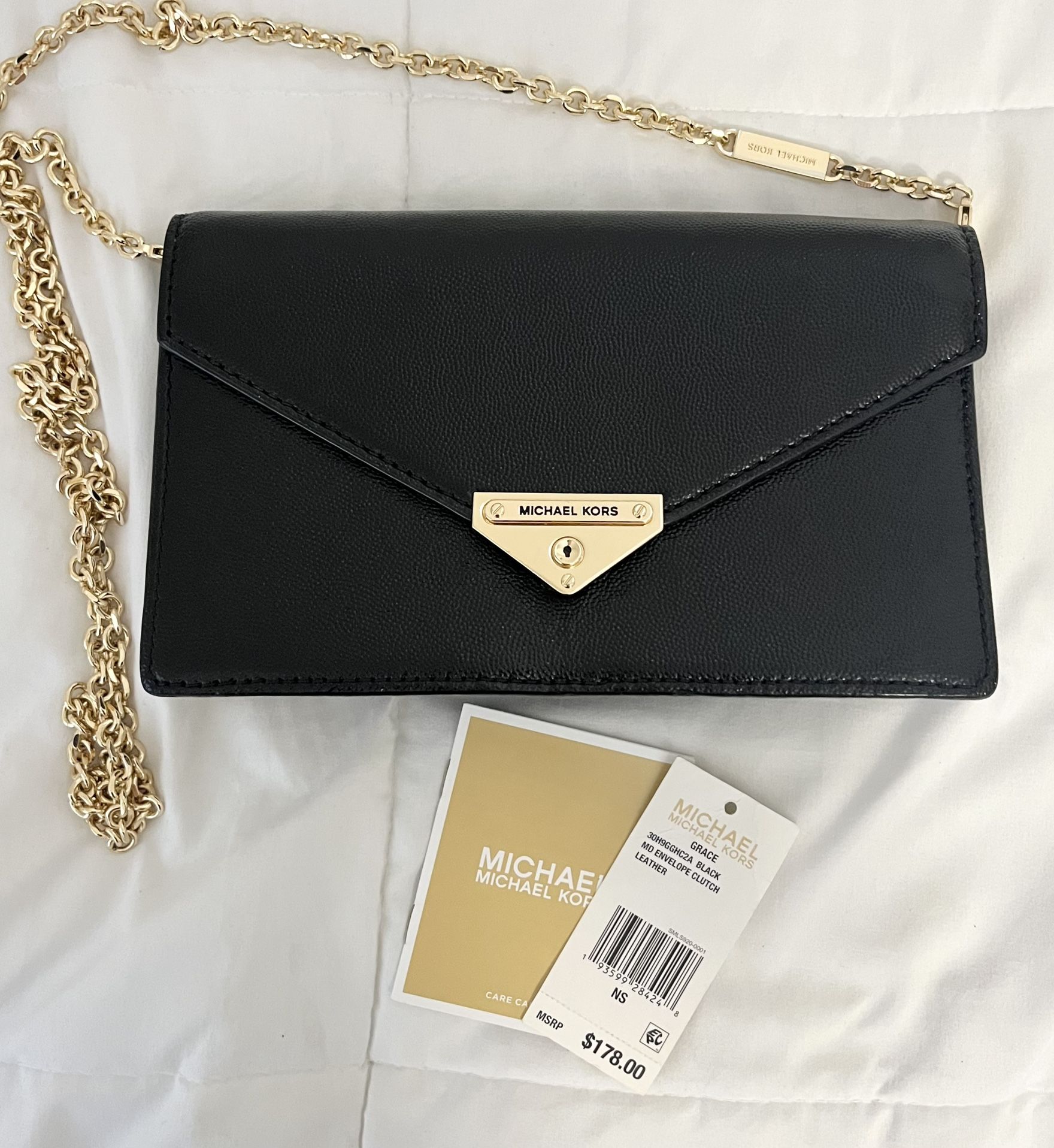 Envelope Clutch Mk Black Clutch Bag Michael Kors Grace Medium