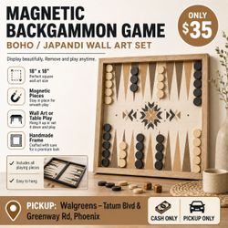 Home Magnetics Magnetic Backgammon Game Set & Wall Art – Boho/Japandi Style