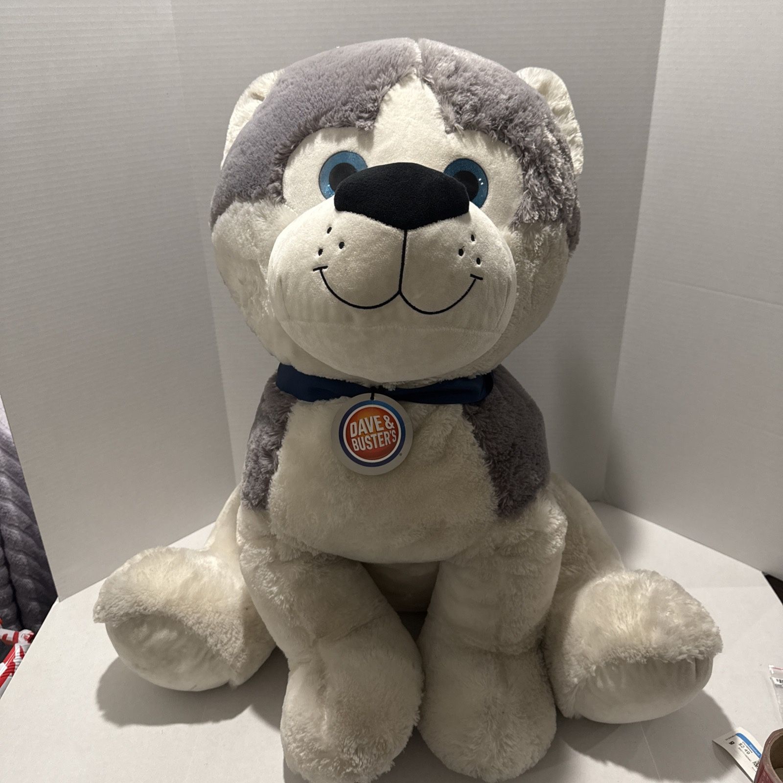 Huge 30” Husky Plush Dog | Dave & Buster’s Prize Stuffed Animal Blue Eyes |