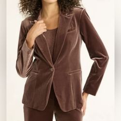 Sofia by Sofia Vergara Velvet Blazer - Brown