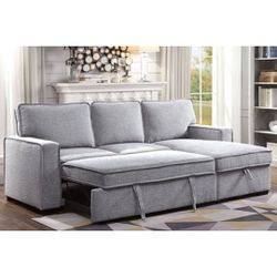 Gray Sectional Sofa With Pullout 