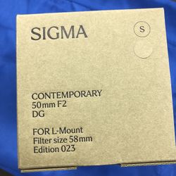 Sigma 50mm F/2 Dg Contemporary Lens L Mount 