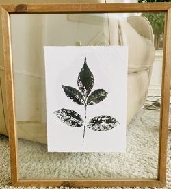 Double Pane Glass wood frame Colorful Leaf Artwork 16” wide x 18” high