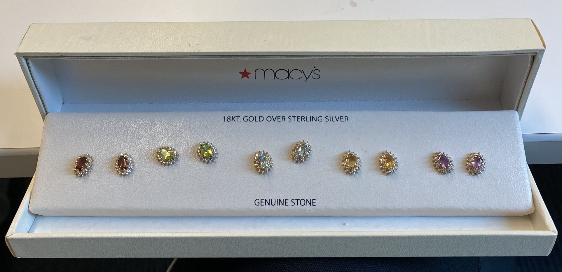 5 Pair Of Gem Stone Earrings
