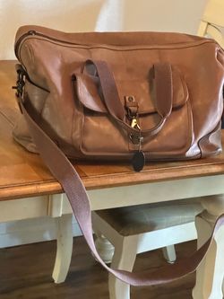 Leather Fossil weekender duffel bag
