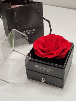 Jewelry Box with Red Rose. Gift box for jewelry. Brand new
