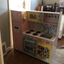 Pink Yellow Blue And White Kitchen For Kids 
