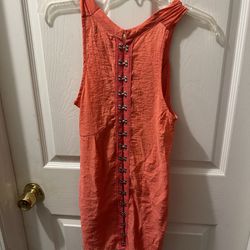 Costa Blanca Melón Colored Tank Top With Unique Back Hooks & Eyes Poly, Cotton Size S  Cool Fabric Good Condition 