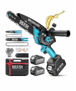 Seesii Mini Chainsaw Cordless, 8 inch & 6 inch Electric Battery Powered Chain Saw