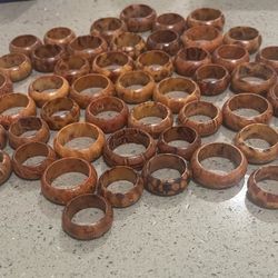 50+ Handmade Bulk Assorted Wooden Rings Mixed Sizes