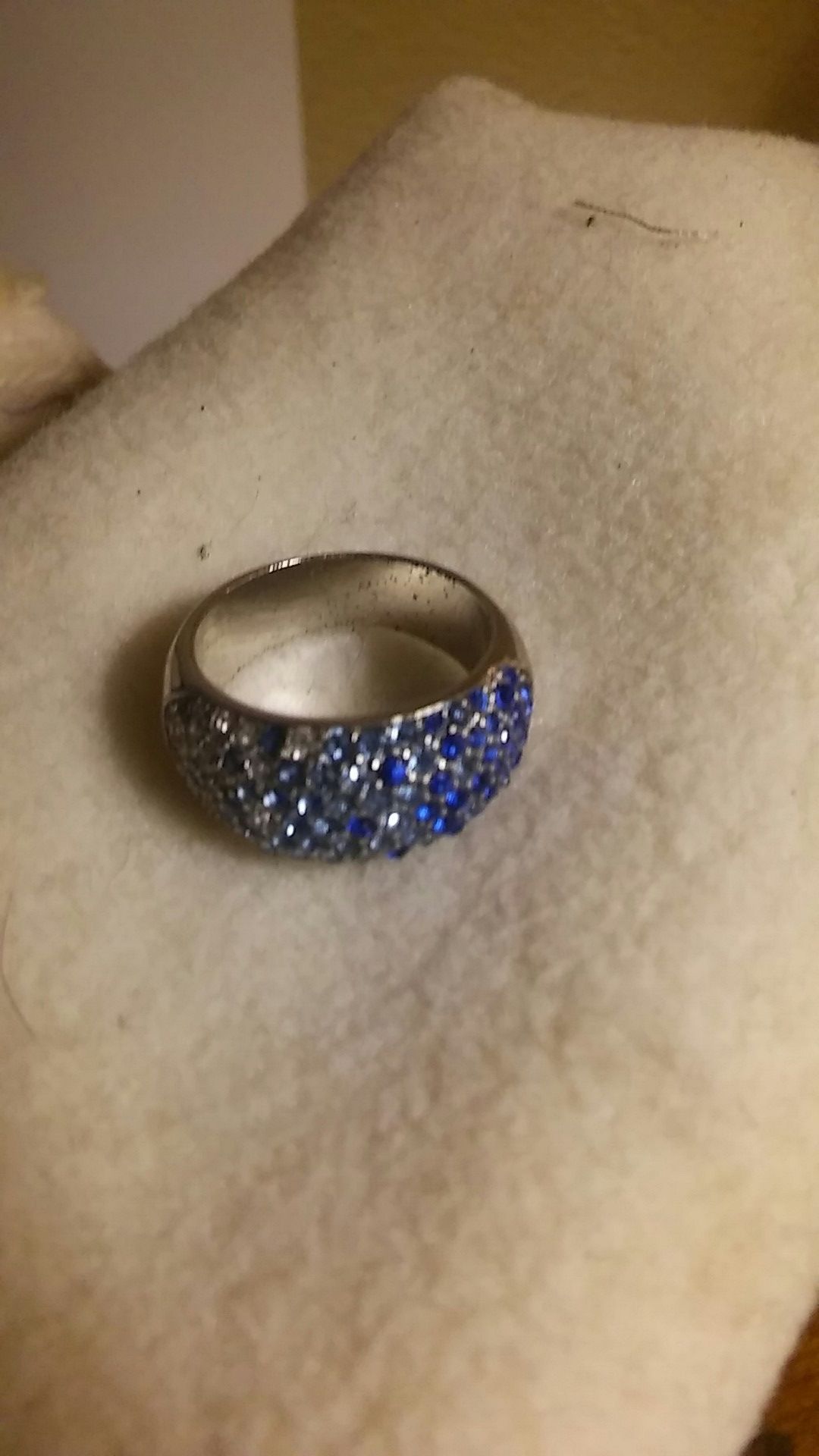 Small Silver Blue Rhinestone Ring