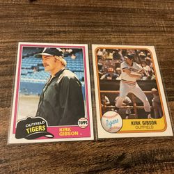 2 Kirk Gibson 1981 Rookie Baseball Cards 1988 MVP Detroit Tigers, Los Angeles Dodgers Legend 