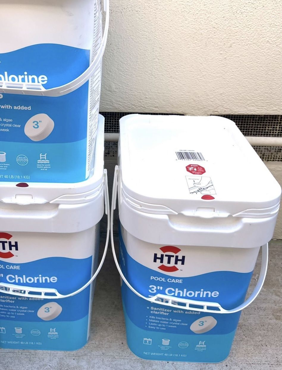 3 For $300 - HTH 3" Chlorine Tablets for Pool Sanitization, 40 lbs.