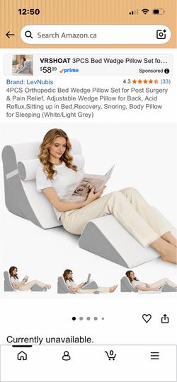 LevNubis 4PCS Orthopedic Bed Wedge Pillow Set