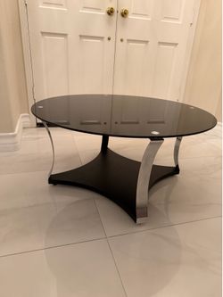 Modern Black Glass Top Coffee Table